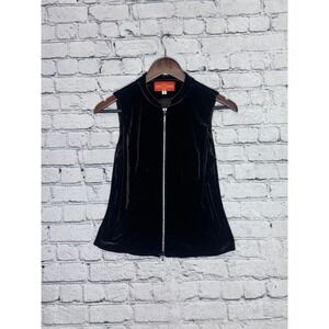 Krazy Larry Brown Velvet Embellished Zipper Vest‎ Womens Size S